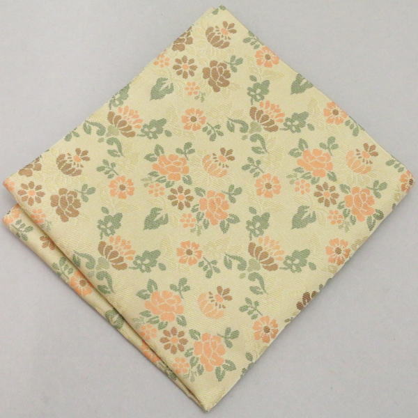 【茶器/茶道具セット　お稽古セット/入門セット】　6点表千家正絹入門者セット　花繋格子紋　（全正絹　表千家用6.5寸扇子　クリアケース入物付）