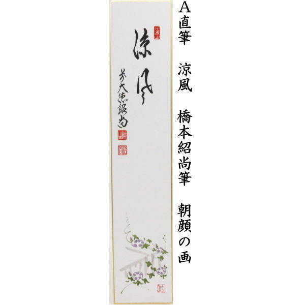 茶器/茶道具 短冊画賛】 直筆 涼風 朝顔の画又は夏祭り 水風船の画又は