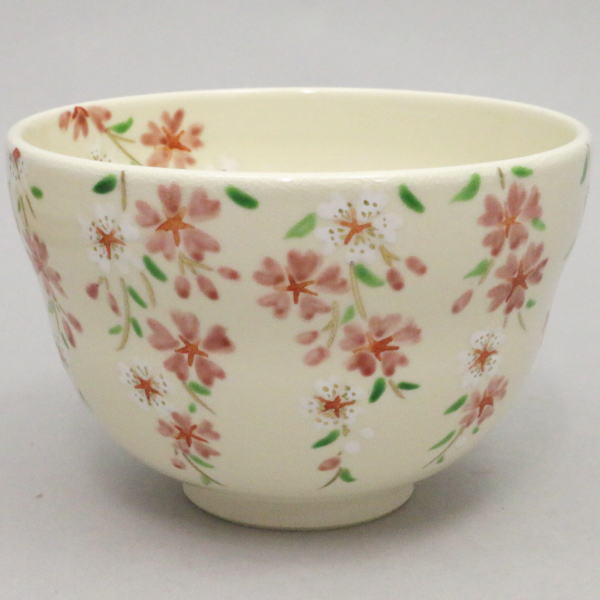 【茶器/茶道具　抹茶茶碗】　枝垂桜（枝垂れ桜）　今岡都作