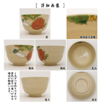 〇【茶器/茶道具　抹茶茶碗】　乾山写し　蕪と大根　田中香泉作