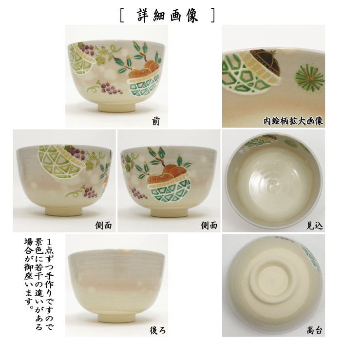 〇【茶器/茶道具　抹茶茶碗】　乾山写し　秋の実り　田中喜泉作