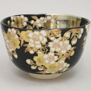 茶器/茶道具 抹茶茶碗】 黒仁清写し 桜 手塚石雲作（花蝶窯） – 今屋静香園