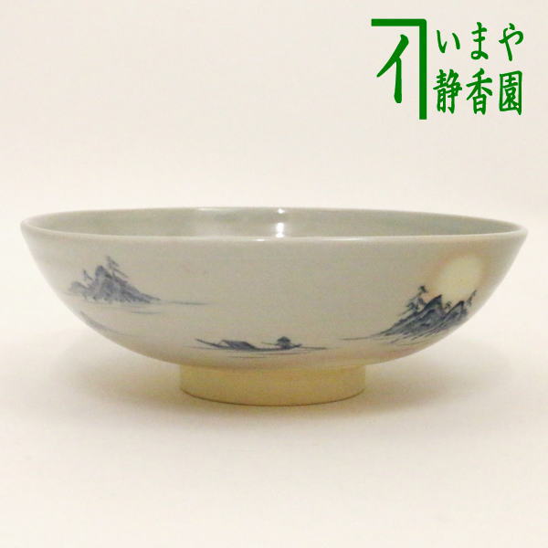 【茶器/茶道具　抹茶茶碗】　平茶碗　尾戸焼き　山水　土居庄次作