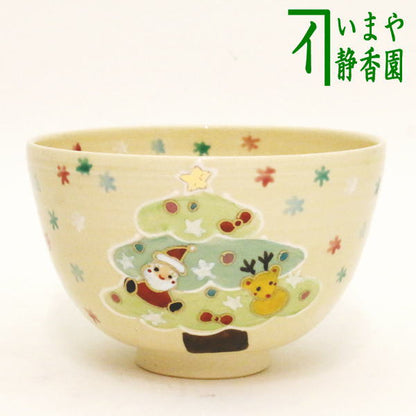 〇【茶器/茶道具　抹茶茶碗　クリスマス】　一珍（いっちん）　クリスマスツリー　田中喜泉作