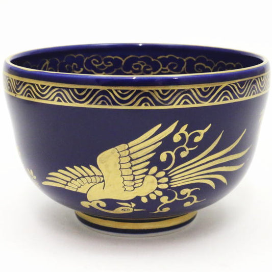 [Tea utensils/tea ceremony tools Matcha tea bowl/celebration] Lapis lazuli glaze, brocade phoenix, by Hayashi Tanyu (Gozan Kiln)