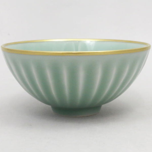 [Tea utensils/tea ceremony tools Matcha tea bowl Theme tea bowl] Celadon Tenmoku with the name "Full Moon" by Yoshisuke Yokoishi