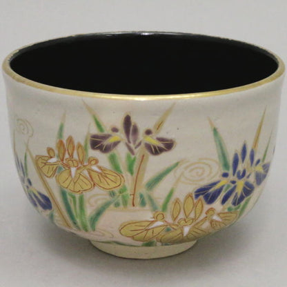 【茶器/茶道具　抹茶茶碗】　色絵茶碗　菖蒲　松本明日香作